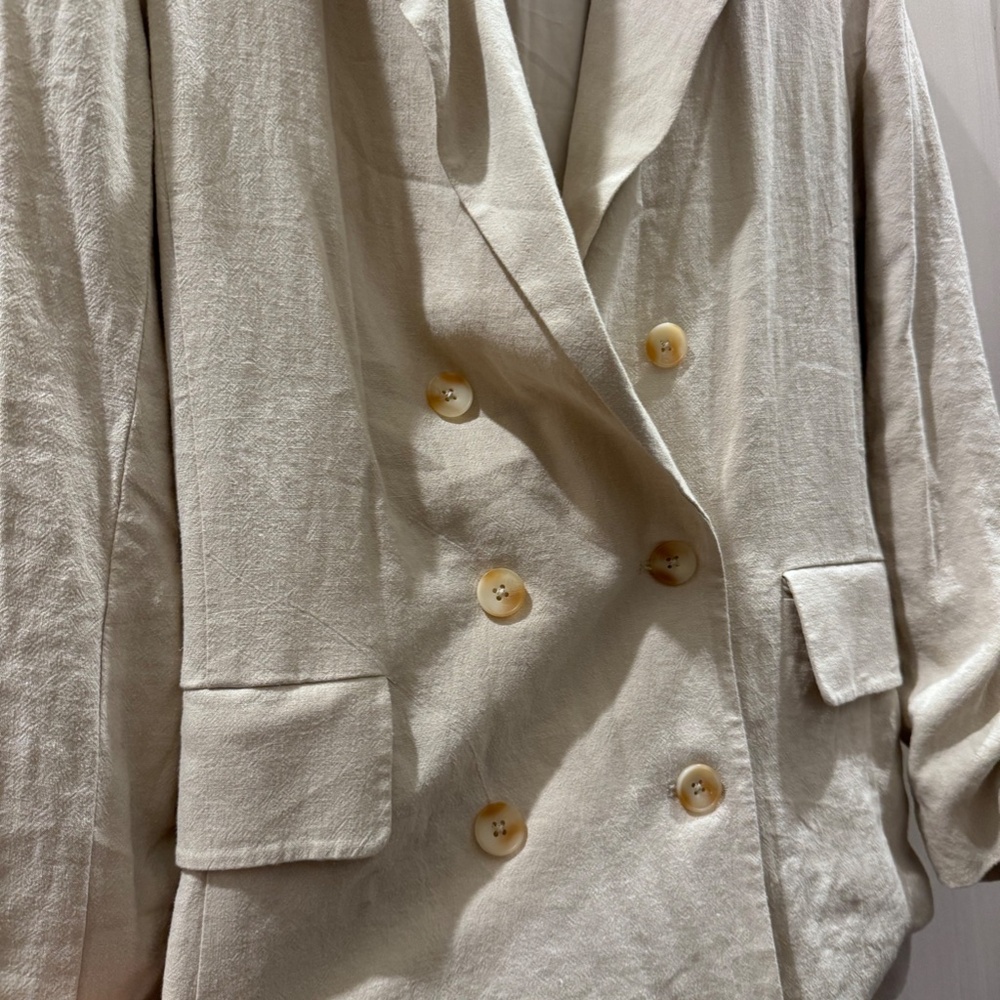 Free People Olivia Linen Blazer Cream Jacket size XS NWOT - Picture 6 of 8
